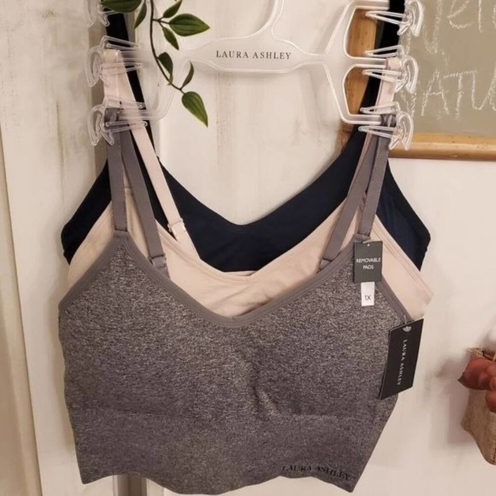 Laura Ashley 3pk wireless sports bras Active bralettes lounge comfy 1X 3X New